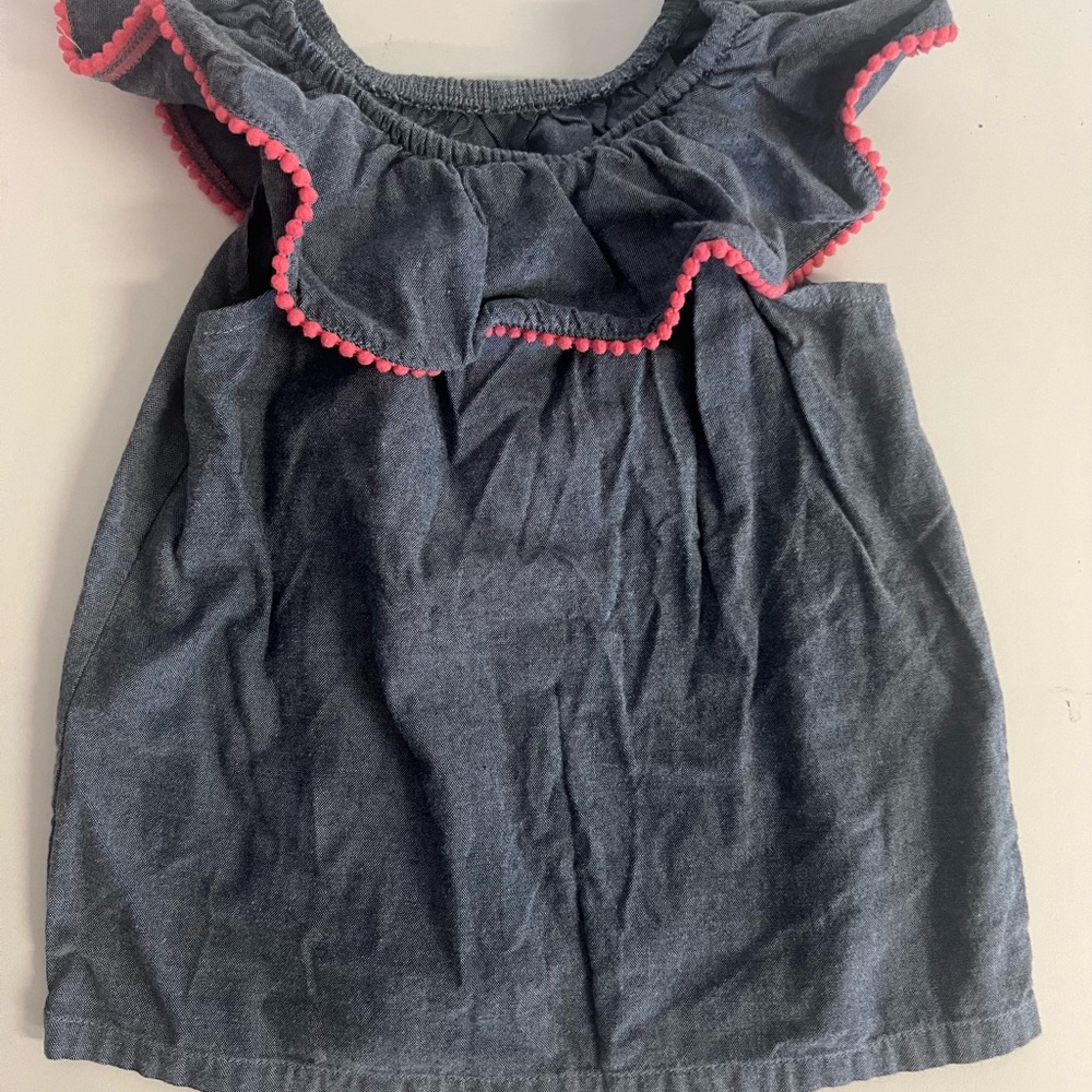 Girls' Ruffled Tank Top - Black with Pink Trim